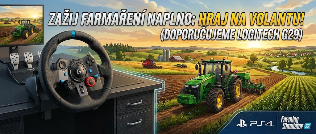 Farming Simulator 22 na PS4 se nejlépe hraje s volantem Farming Simulator 22 na PS4 se nejlépe hraje s volantem