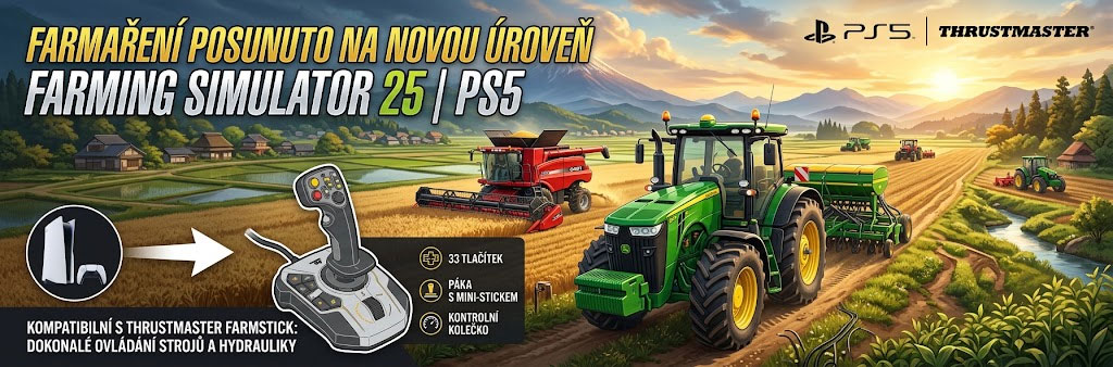 Farming Simulator 25 na PS5 se dá ovládat joystickem Farmstick od Thrustmasteru