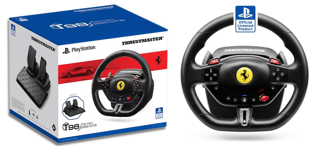 Thrustmaster T98 - kvalitní volant s pedály na PS4, PS5 a PC s oficiální licencí Ferrari GTB296