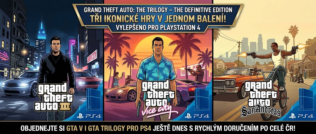 GTA Trilogy PS4 - balíček tří remasterovaných GTA her na Playstation 4 GTA Trilogy PS4 - balíček tří remasterovaných GTA her na Playstation 4