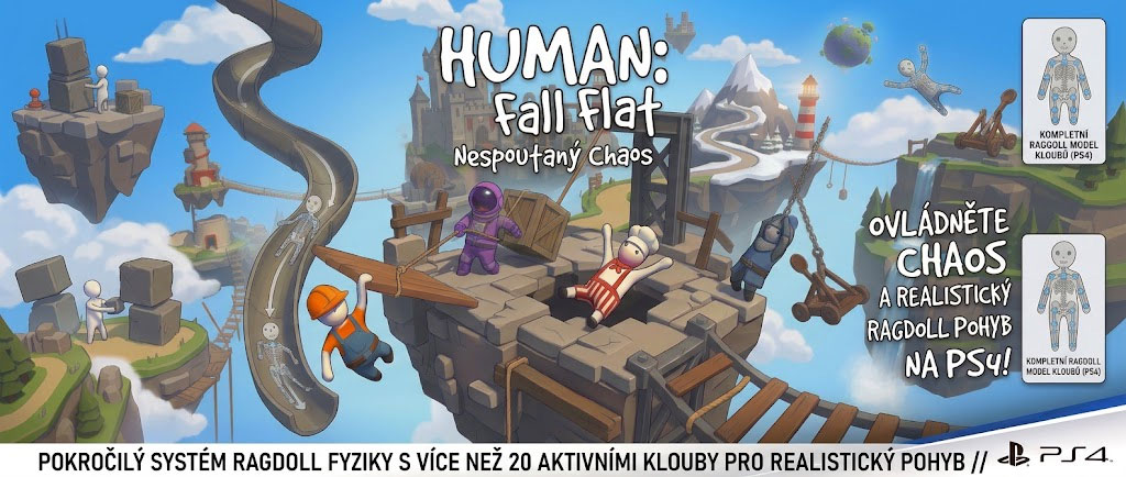 ragdoll fyzika ve hře Human Fall Flat PS4