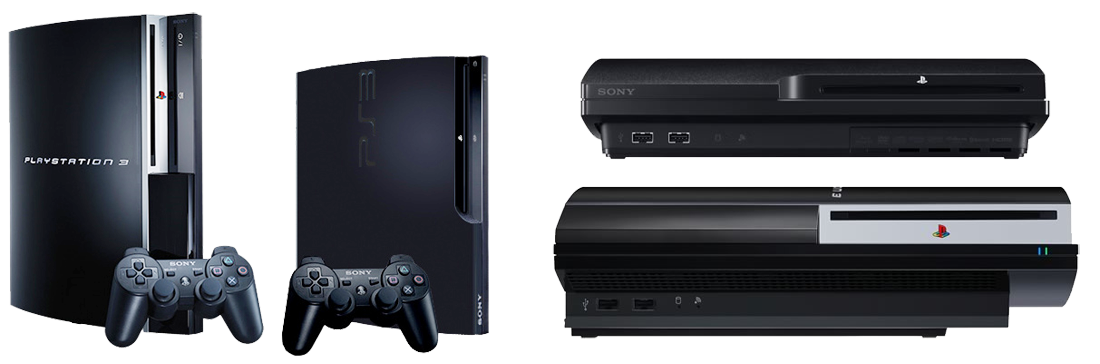 Playstation 3 původní fat model a Playstation 3 Slim verze