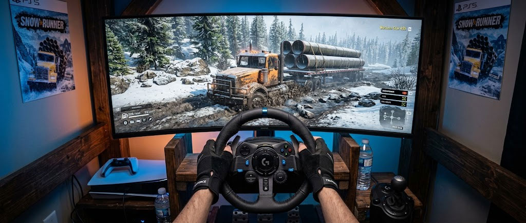 Snowrunner na PS5 má výbornou podporu volantu