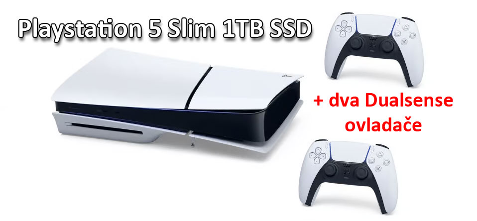 Sony Playstation 5 Slim s blue-ray mechanikou a 1TB ultra rychlým SSD diskem + dva Dualsense ovladače