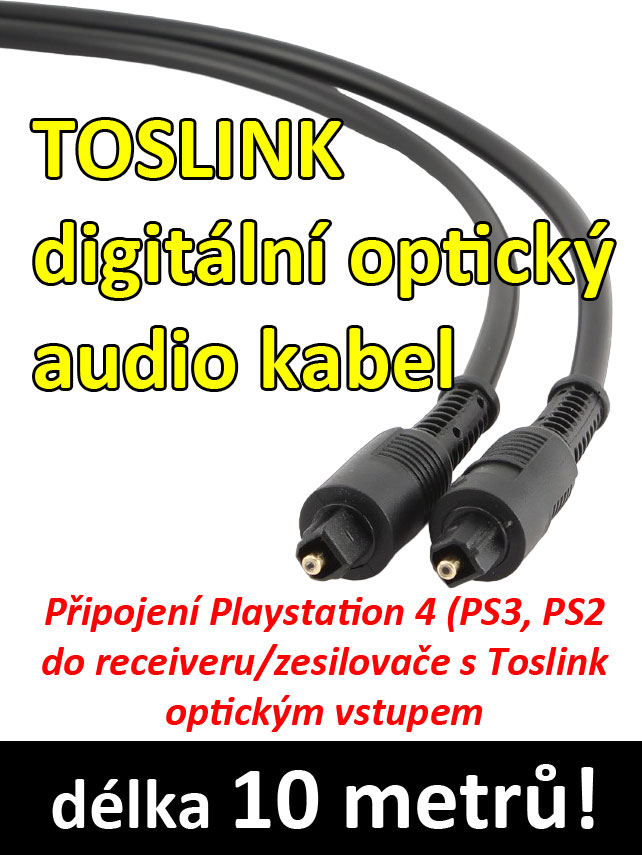 digitální optický audio kabel na Playstation 4, PS3, PS2 digitální optický audio kabel na Playstation 4, PS2, PS3, DVD