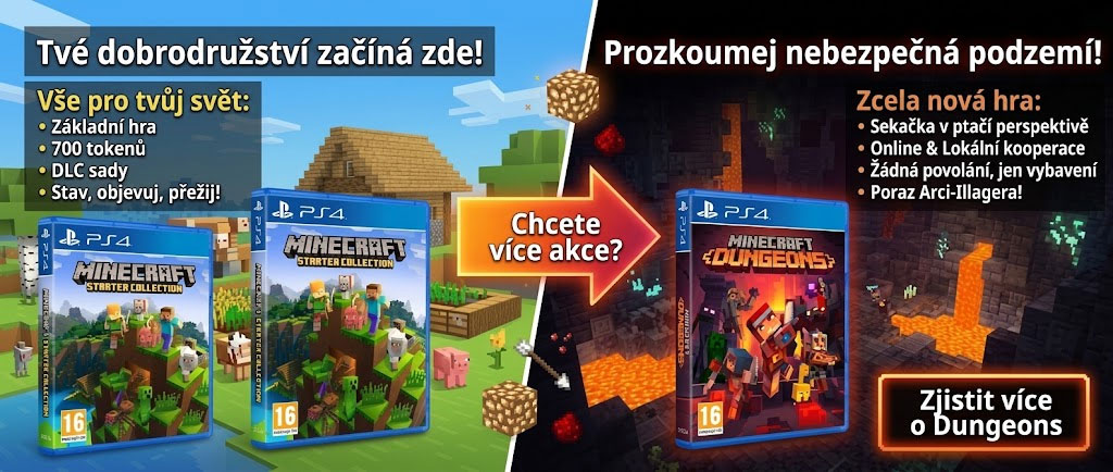 Minecraft Dungeons PS4 hra až pro 4 hráče na jedné TV