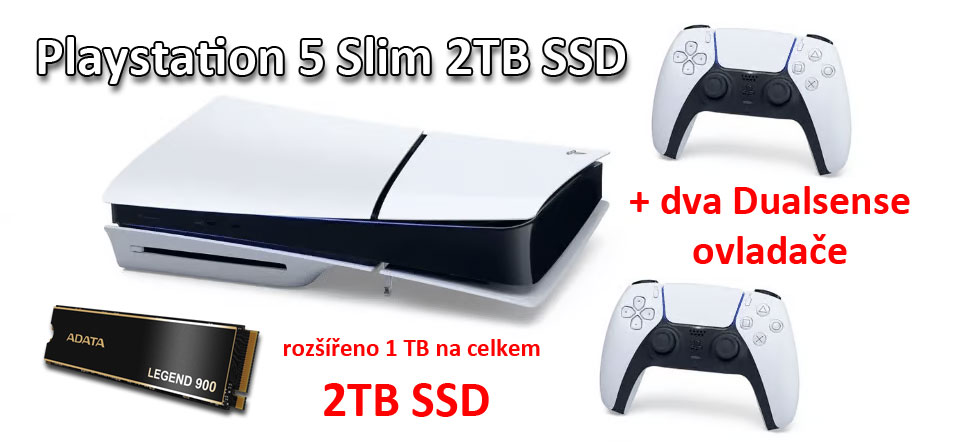 Sony Playstation 5 Slim 2TB SSD s mechanikou + 2x ovladač Dualsense PS5 + PS5 hra zdarma