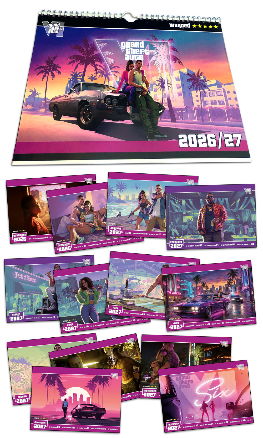 GTA 6 fotokalendář (2027) – 15 listů, křídový papír
