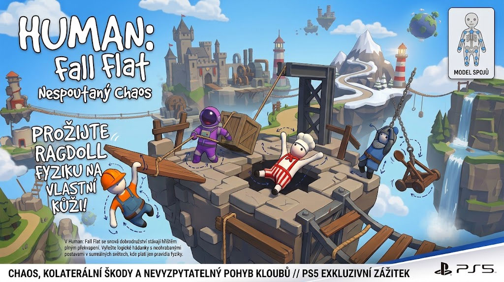 ragdoll fyzika ve hře Human Fall Flat PS5